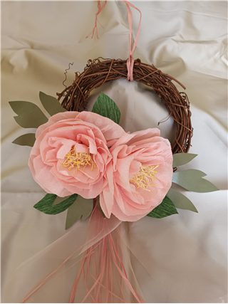 Crepe Paper Peony Wreath